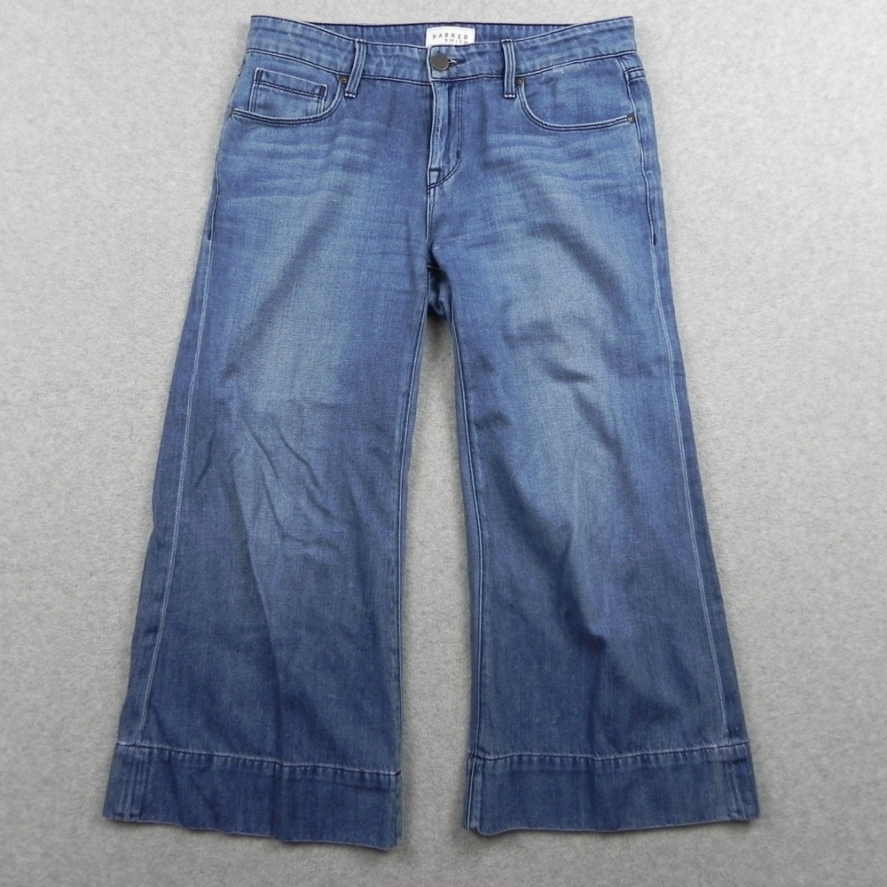 Parker Smith Jeans Womens 28‎ Cropped Wide Leg Flared 5-Pocket Denim Medium Blue